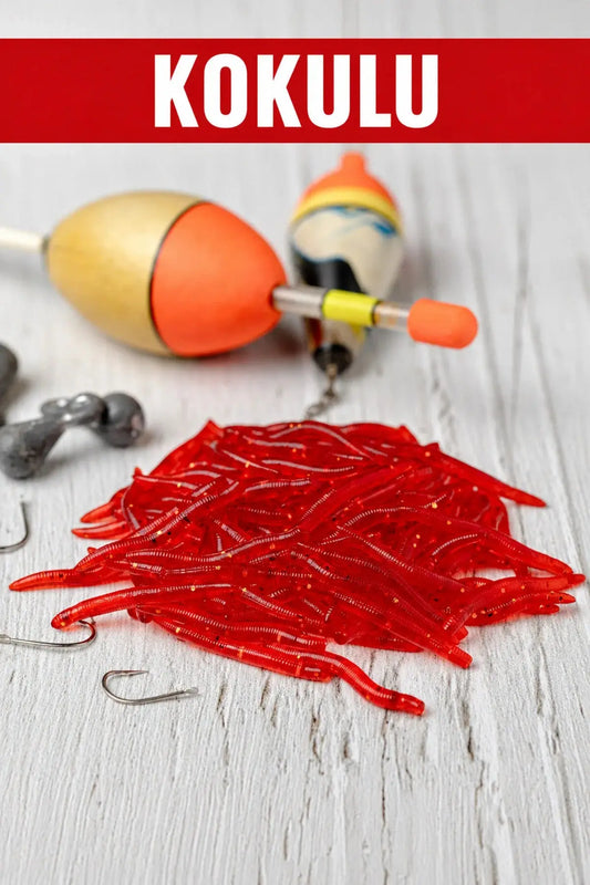 Silikon Solucan Balık Yemi 100 Adet – 3,5 cm Küçük Boy, Kırmızı, Esnek Yapı Arkhelais Fishing