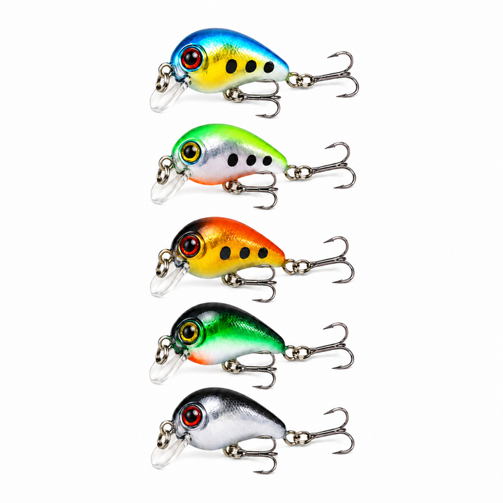 5'li mini crank sahte balık yemi seti — Arkhelais Fishing
