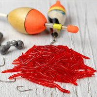 Silikon Solucan Balık Yemi 100 Adet – 3,5 cm Küçük Boy, Kırmızı, Esnek Yapı Arkhelais Fishing