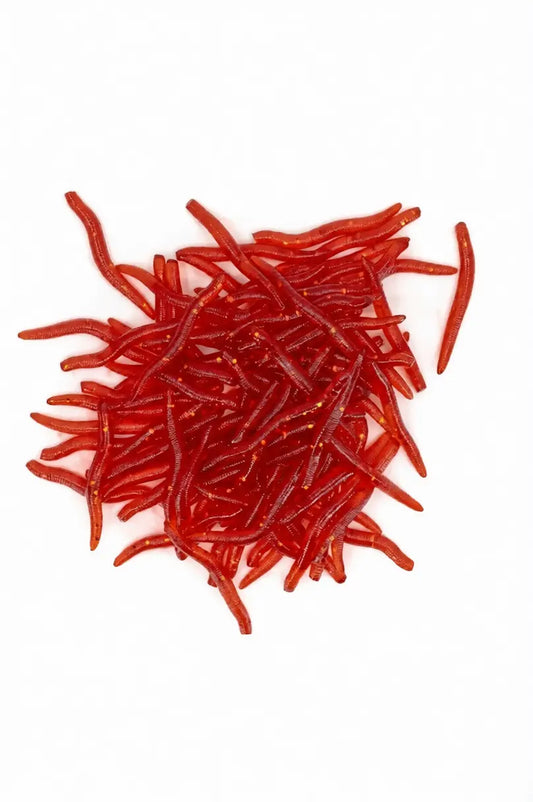 Silikon Solucan Balık Yemi 100 Adet – 3,5 cm Küçük Boy, Kırmızı, Esnek Yapı Arkhelais Fishing