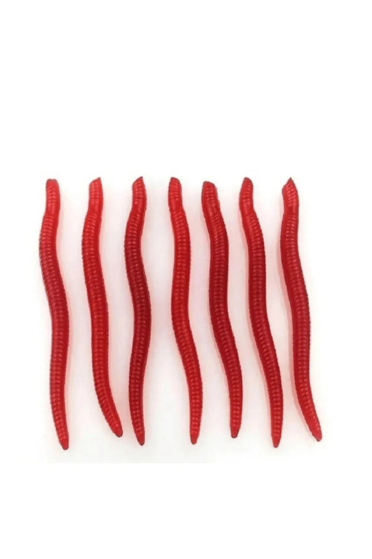 Silikon Solucan Balık Yemi 100 Adet – 3,5 cm Küçük Boy, Kırmızı, Esnek Yapı Arkhelais Fishing