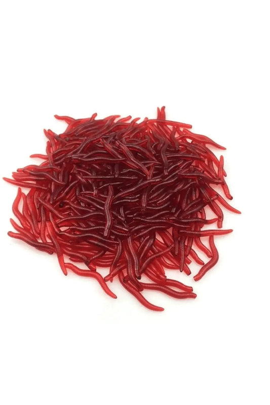 Silikon Solucan Balık Yemi 100 Adet – 3,5 cm Küçük Boy, Kırmızı, Esnek Yapı Arkhelais Fishing