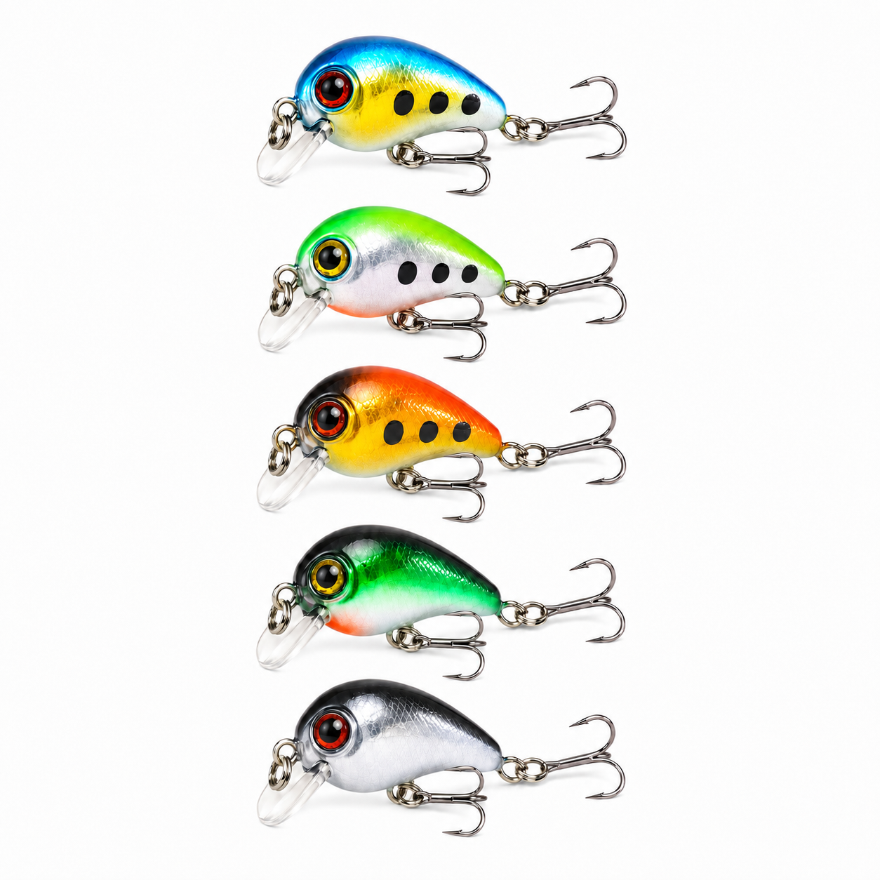 5'li mini crank sahte balık yemi seti — Arkhelais Fishing