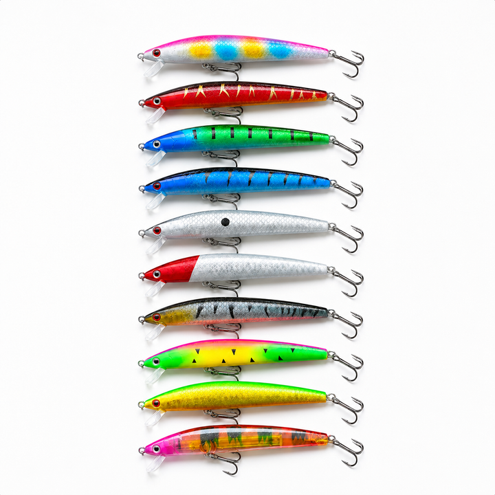 10'lu Minnow Sahte Balık Yemi Seti (9gr - 10cm) — 5 Gözlü Kutu Hediyeli Arkhelais Fishing
