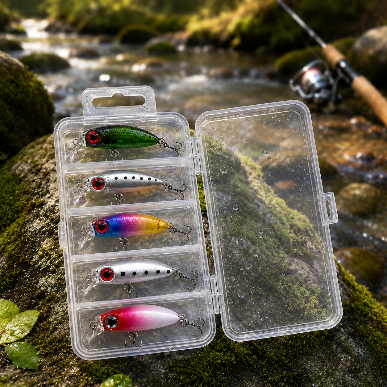 Mini Crankbait Seti - 5 Gözlü Plastik Kutu Hediyeli Arkhelais Fishing