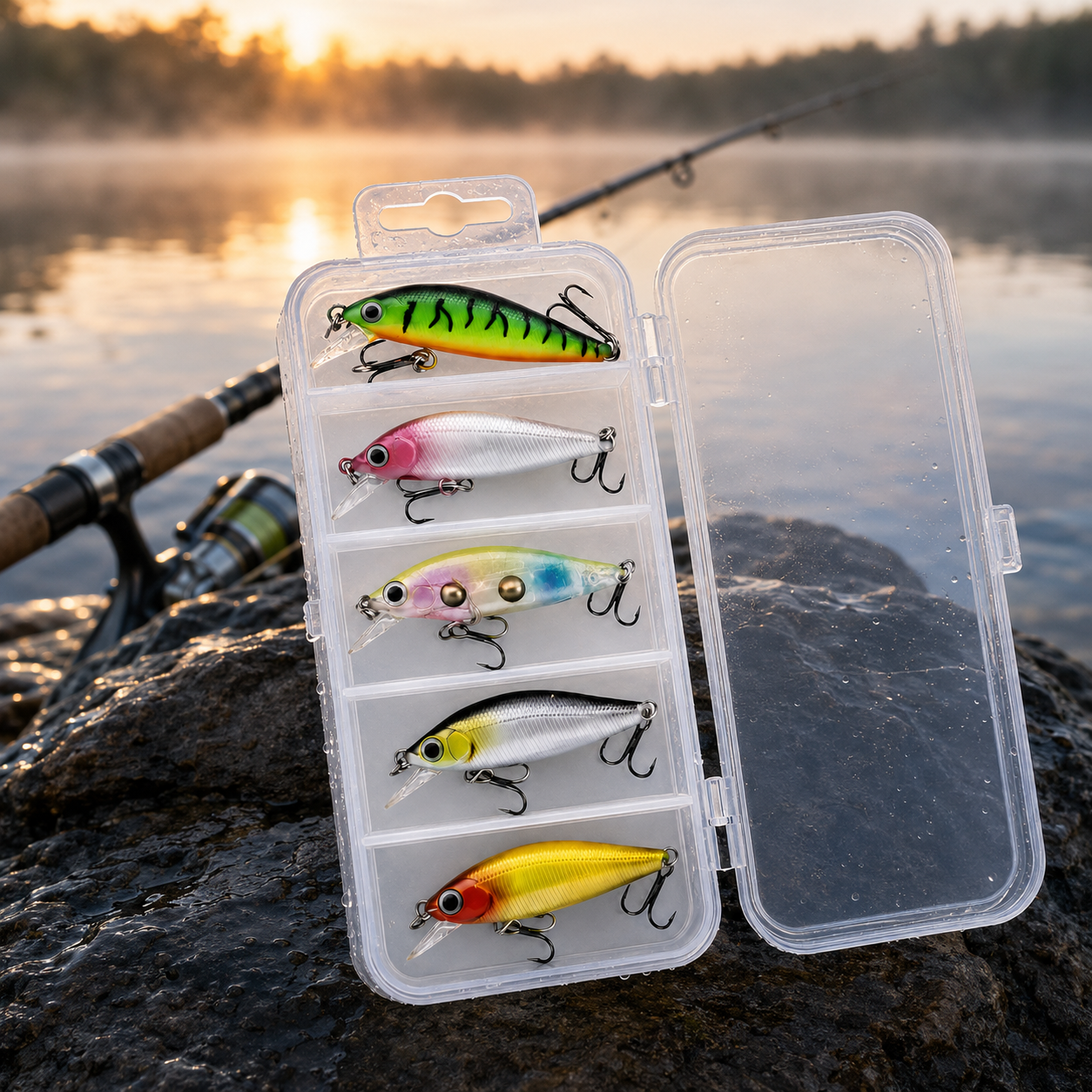 Mini Minnow Seti - 5 Gözlü Plastik Kutu Hediyeli Arkhelais Fishing
