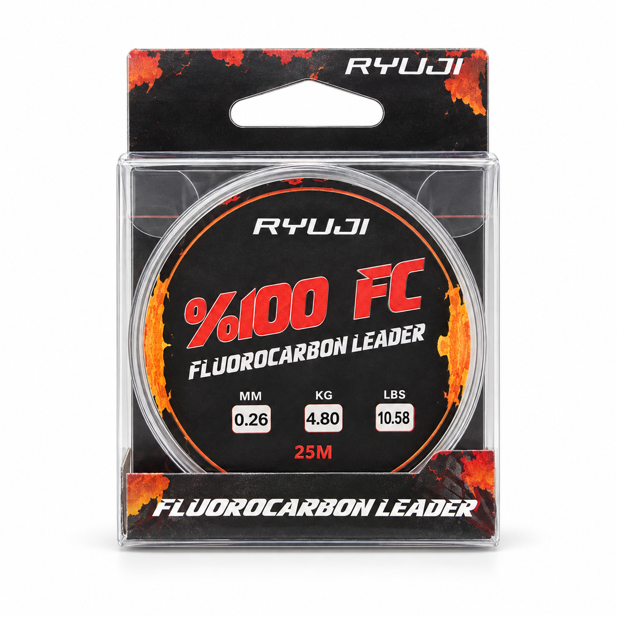 Ryuji fluorocarbon leader misina ambalajı, 0,26 mm 4,80 kg 25 m